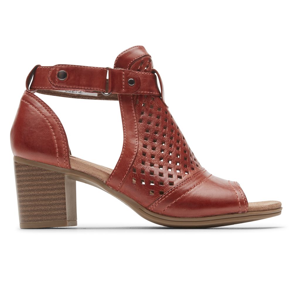 Rockport Women's Cobb Hill Hattie Hi Cuff Sandals - Russet Red - USA (0541QMOAW)